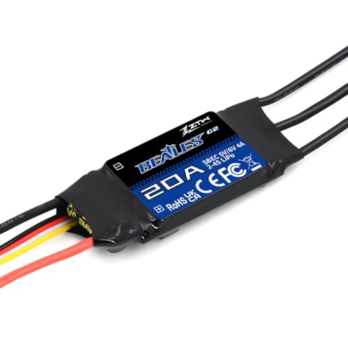 ZTW Beatles G2 20A ESC 2-4S Built-in Switching BEC 5V/6V 4A Brushless Speed Control for RC Airplane Aircraft Fixed-Wing - size: 20A