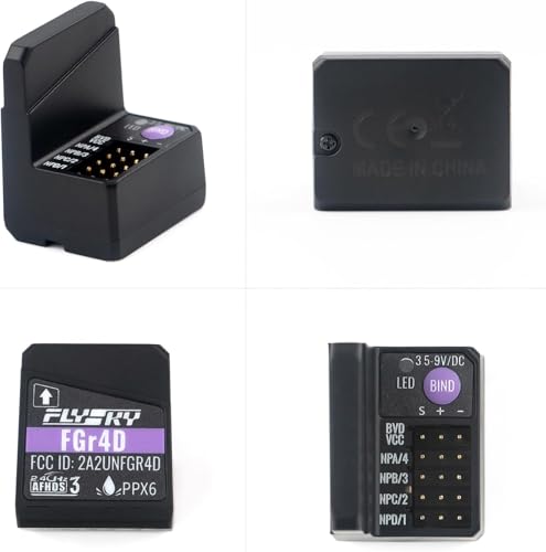 Flysky FGr4D Receiver 4CH Receiver 2.4G AFHDS3 for FS-NB4/PL18/EL18 | AFHDS 3 Protocol, 4‑channel Two‑way, 4 Newport Ports: i‑BUS2/S.BUS/i‑BUS/PPM, PPX6 Nano Waterproof, For NB4/PL18/EL18