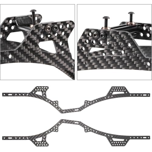 Carbon Fiber 1/10 LCG Chassis Kit with Delrin Skid Front Bumper Body Mount | Low Center of Gravity, 8° Angled Skid, Multiple Holes Shock Towers, Fits Straight Axle and Portal Axle