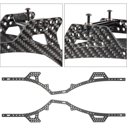 Carbon Fiber 1/10 LCG Chassis Kit with Delrin Skid Front Bumper Body Mount | Low Center of Gravity, 8° Angled Skid, Multiple Holes Shock Towers, Fits Straight Axle and Portal Axle