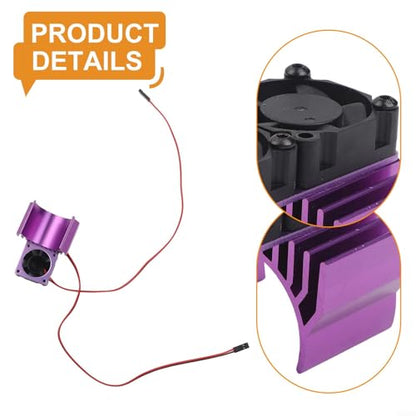 Aluminum RC Motor Heat Sink with Dual 30mm Cooling Fans 1: 10 Cars Compatible Having 540 550 Brushed 3650 3660 Brushless Motors Red(Purple) - color: Purple