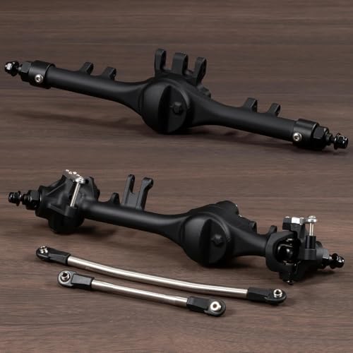 Machined Aluminum F10T Offset Straight Axle Set for 1/10 RC Crawler, Black | With AR44 30T 8T Gear Set, 192mm Hex to Hex Width, Fits VS4-10 SCX10 II Leaf Spring Chassis - color: Black