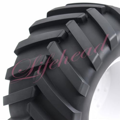 Lifehead 1/8 Scale RC Monster Truck Rubber Tires， for Traxxas SUMMIT E-Revo 86086-4 Arrma Kraton 6S kyosho USA-1 Losi LMT，173mm OD Sand and snow tires/17mm Hex - color: White