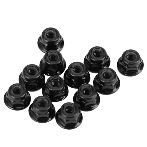 Demeras Wheel Lock Nut Non Slip Metal Tire Lock Nut 4mm Compatible with Axial SCX10 1 10 RC Model Car 12PCS(Black)