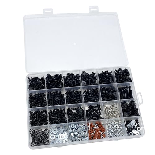 RC Screw Kit 1000pcs RC Car Screws, RC Hardware Kit for Traxxas Axial Arrma Redcat RC4WD HSP HPI SCX10 Losi 1/8 1/10 1/12 1/16 Scale RC Cars Trucks Crawler Buggy Accessories