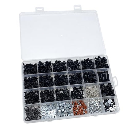 RC Screw Kit 1000pcs RC Car Screws, RC Hardware Kit for Traxxas Axial Arrma Redcat RC4WD HSP HPI SCX10 Losi 1/8 1/10 1/12 1/16 Scale RC Cars Trucks Crawler Buggy Accessories