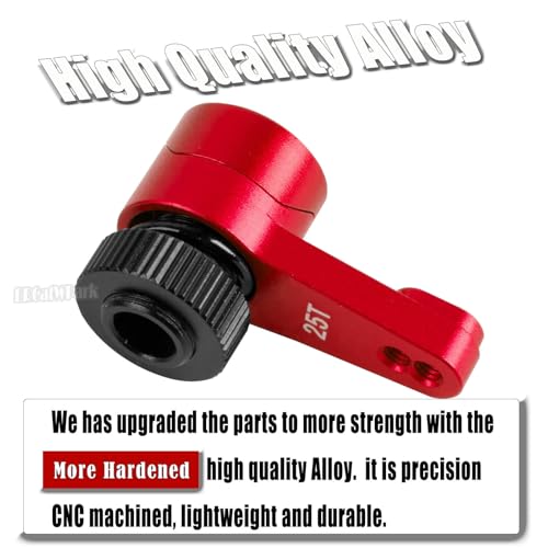 Aluminum 25T Unloading Steering Servo Horn Servo Arm Upgrades Part for 1/10 RBX10 SCX10 90046 Capra 1.9 UTB L0 S1 1/8 LMT Solid AXLE 4WD Monster Truck LOS04022 RC Car,Red - color: Red - (25t Servo Arm)