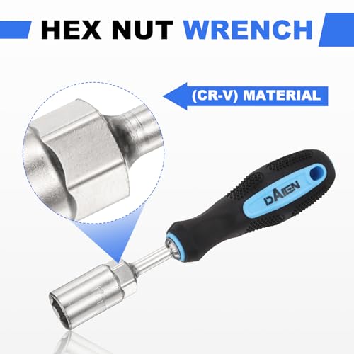 HARFINGTON Metric Nut Driver 17mm/18mm/19mm CR-V Non-Magnetic Detachable Tip Hollow Shafts Hex Socket Screwdriver with Anti-Slip Handle for Automobile Repair Bit Driver, Blue/Black - size: 17mm/18mm/19mm