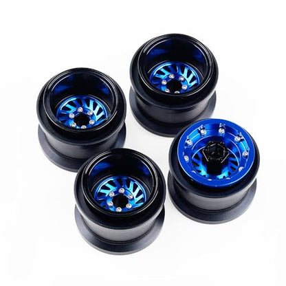 DJX TRX4MT Wheel Rims Aluminum Deep Dish Wheels for 1/18 Traxxas TRX-4MT F-150 K10 RC Monster Truck Upgrade Parts(Blue) - color: Blue