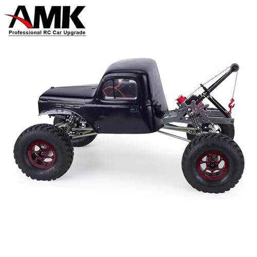 AMK Tow Truck Accessory Kit for 1/10 RC Crawler Chassis, Includes Crane Arm and Winch, Compatible with SCX10 TRX4 Capra LCG Chassis Upgrades - color: Black