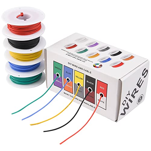 26 AWG Stranded Electrical Wire 26 Gauge Tinned Copper Wires Flexible Silicone Electric Hookup Wire Kit OD:1.5mm, 5 Colors 32.8ft/10m Each, DIY/Automotive/Home/Power Wiring Kit by Sznnzd™ - size: 5 Colors each 32.8Ft, style: 26AWG-Stranded
