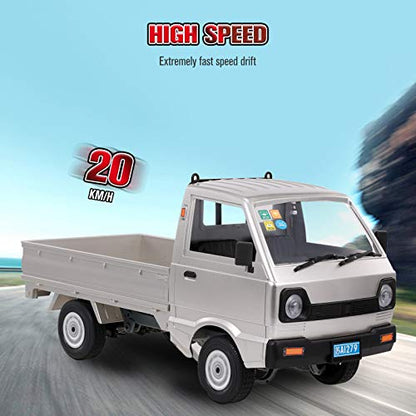 GoolRC WPL D12 RC Car, 1/10 Scale 2.4Ghz Remote Control Car, Simulation Drift Truck with Brushed Motor, LED Headlights, Middle Engine Rear Drive RTR Toys Cars for Adults, Included 3 Batteries