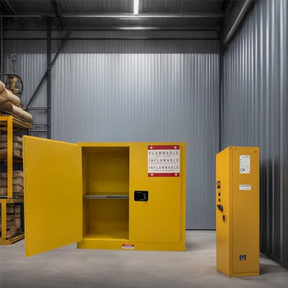 Flammable Liquid Hazardous Storage Cabinet 43"x18"x43" Fire Proof Safe | 30 Gal Lockers, Dual Vents, 2 Manual Closing Doors, Adjustable Shelf, OSHA Compliant, For Gasoline Liquid Fuel Chemical - size: 43"*18"*44"