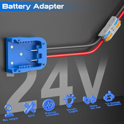 Battery Adapter Compatible for Kobalt 24V Battery | Dock Power Connector for Rc Car Rc Toy 12 Gauge Robotics with Wire Terminals - color: BLUE02