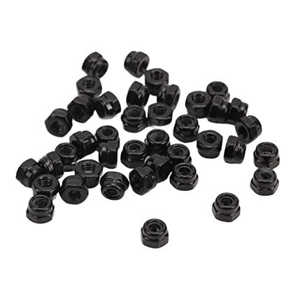 40Pcs RC Wheel Lock Nut Iron M2.5 Hex Accessory Set Kit for 1/18 Climbing Car - and (Black)