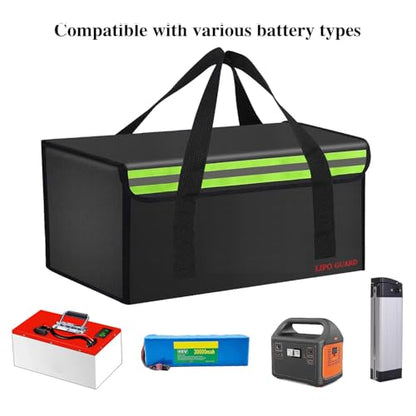 17.8"x9.8"x9.8" Ebike Battery Safe Bag Fireproof Charging Lipo Bag Large Capatity for Lipo Battery Pack Storage Charging Transport, Home Office Travel Fireproof Safe Storage Pouch - size: 450*250*250mm
