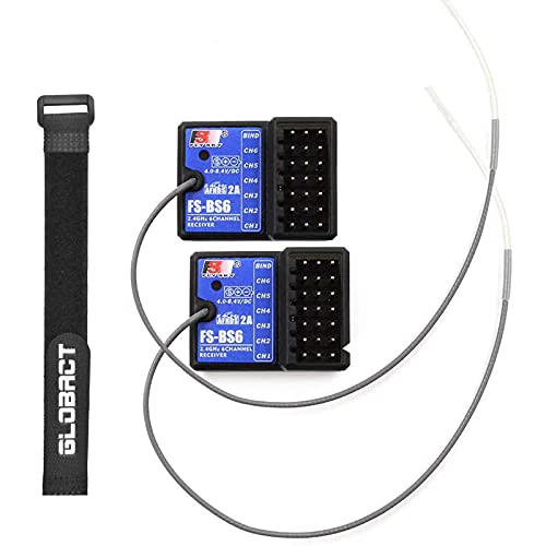 Globact FlySky FS-BS6 Receiver 2.4Ghz 6CH AFHDS2 for FlySky FS-GT5 RC Car Boat Transmitter | 2.4Ghz 6CH Long Range AFHDS2 Surface Receiver Fits RC Car RC Boat - size: 2Pcs