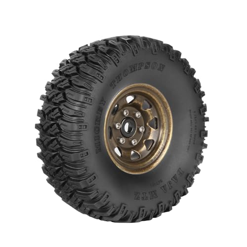 4PCS 1.55 inch Aluminum Metal Beadlock Wheels Rim Rubber Tires Set Replacement for 1/10 RC Crawler Car for D90 TF2 Tamiya CC01 CC02 LC70 JIMNY Axial AX90069 Upgrade Parts(Bronze) - color: Bronze