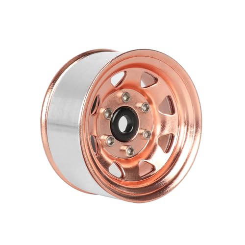 4PCS 1.55 inch Metal Beadlock Wheel Hub RC Car Aluminum Alloy Wheel Rim for 1/10 RC Crawler Car for Axial 90069 D90 TF2 Tamiya CC01 CC02 LC70 LC80 MST(Rose Gold) - color: Rose Gold