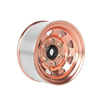 4PCS 1.55 inch Metal Beadlock Wheel Hub RC Car Aluminum Alloy Wheel Rim for 1/10 RC Crawler Car for Axial 90069 D90 TF2 Tamiya CC01 CC02 LC70 LC80 MST(Rose Gold) - color: Rose Gold