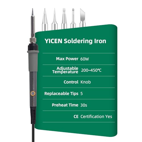 Soldering Iron Kit, 60W 110V Adjustable Temperature Soldering Gun Welding Tools, 5pcs Replacement Tips and Solder Wire (Basic)