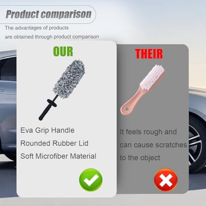 ZIMISI Car Wheel Cleaner Brush, Soft Microfiber Wheel Rim Cleaner, Non Scratch Car Detailing Brush, Highly Water Absorption & Removable Tire Brush, Vehicle Rim Wash Tool (Grey) - color: Gray