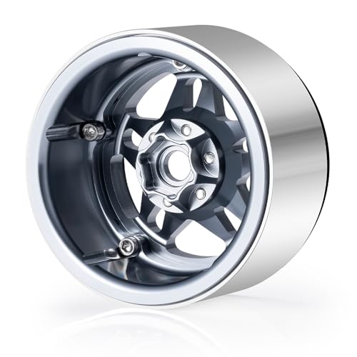 4PCS Aluminum 2.2 Beadlock Wheels for 1/10th RC Crawler Car Wraith RR10 SCX10 TRX4 (Titanium) - color: Titanium