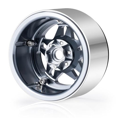 4PCS Aluminum 2.2 Beadlock Wheels for 1/10th RC Crawler Car Wraith RR10 SCX10 TRX4 (Titanium) - color: Titanium