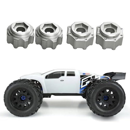 kingsea 4 Pcs RC 8X32 to 17MM Wheel Hex Adapters Aluminum Hex Adapters Compatible with Pro-Line RC Car Upgrades Parts #6353-00 6345-00, Silver - color: Silver