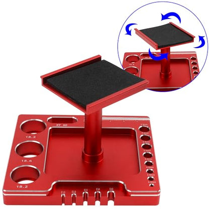 RC Car Work Stand 360 Degree Rotation Repair Workstation Stand Kit Compatible with Traxxas TRX4M Axial SCX24 FMS FCX24 Wltoys 1/18 1/24 Scale RC Car (Red) - color: Red