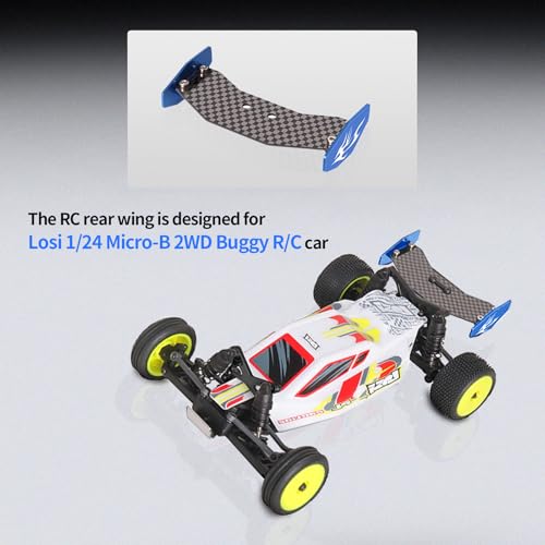 RC Rear Wing Carbon Fiber RC Tail Wing for Losi 1/24 Micro-B 2WD Buggy RC Car Upgrade Parts (Blue) - color: Blue