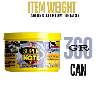 Multipurpose Lithium Grease Superkote 2000 | NLGI 2 | Lubricant Grease | Extreme Pressure | High Temperature | Heavy Duty | Bearing | Trailer Axle | Chassis | Automotive | Amber Grease | 360 gr Can
