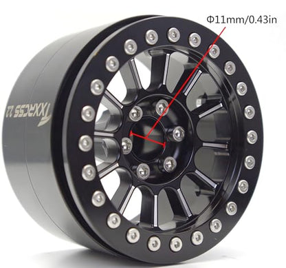 200g Super Heavy 2.2 Beadlock Wheels Rims for 1/10 RC Crawler 4pcs (Black) - color: Black
