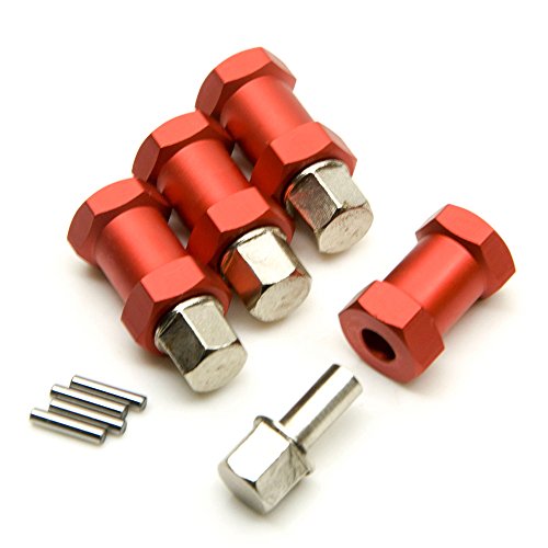 RC 12mm Wheel Hex Drive Hubs Combiner Coupler Aluminum 15mm/20mm/25mm/30mm Offset Extension Longer Combiner Drive Adapter for 1/10 Axial SCX10 Wraith RC Car Upgrade Parts (Red - 20mm) - color: Red - 20mm
