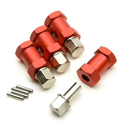 RC 12mm Wheel Hex Drive Hubs Combiner Coupler Aluminum 15mm/20mm/25mm/30mm Offset Extension Longer Combiner Drive Adapter for 1/10 Axial SCX10 Wraith RC Car Upgrade Parts (Red - 20mm) - color: Red - 20mm