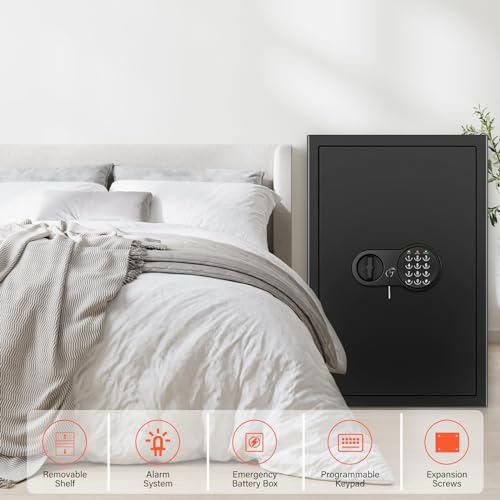 23.62'' Tall Extra Large Home Safe Box, Safe with Fireproof Waterproof Document Bag, Digital Keypad and 3 Removable Steel Shelves, Security Box for Money Medicines Jewelry Valuables - size: 5.0 Cubic Feet