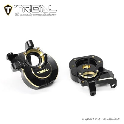 TREAL Brass Front Steering Knuckles CNC Billet Machined Inner Portal Covers Heavy Weight 78g/pc Upgrades for Redcat 1/10 Ascent Fusion Ascent GEN9(Black)