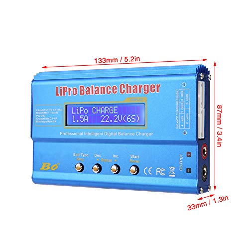 Elprico Balance Charger,B6 80W RC Digital Balance Charger Discharger with LCD for LLiPo NiMH RC Battery(#1, Pisa Leaning Tower Type)