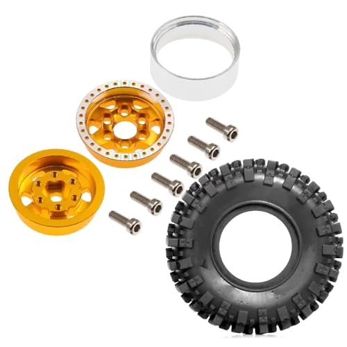 RC Tyre Tires for FMS FCX24M for Camel Cup 1/24 RC Crawler Car Upgrade Parts Accessories 4pcs 55mm Metal Beadlock Wheel Rim Rubber Tire Set