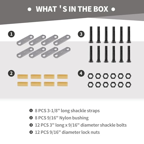 Lonffery 2 Packs Trailer Alex Shackle Kit, 312L Shackle Strap Fit for 3500lb-7200lb Double Eye Spring - size: 312-2PC