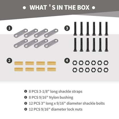 Lonffery 2 Packs Trailer Alex Shackle Kit, 312L Shackle Strap Fit for 3500lb-7200lb Double Eye Spring - size: 312-2PC