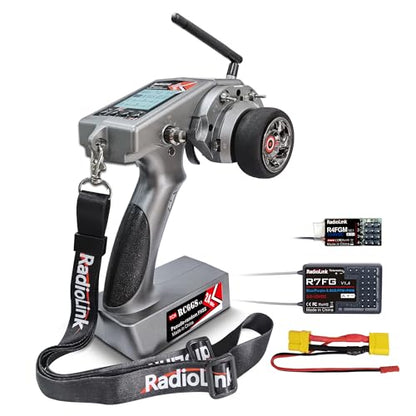 Radiolink RC6GS V3 7 Channels RC Transmitter and R7FG&R4FGM Gyro Receiver, 2.4GHz 600m RC Remote, Voltage Telemetry RC Controller and Receiver kit for Remote Control Car, Boats
