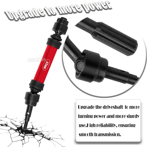 Drive Shaft Axles Upgrades Part for 1/10 4WD Slash/Rustler/Stampede/Jat0 4X4(BL-2s)(VXL),F0rd F15O,RC Front & Rear Steel DriveShaft CVD w/Hex Hops Up,#9051#9052,Red - color: Red - (4pcs Driveshafts)