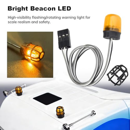 HobbyPark RC LED Flash Lights Alarm Lamp Flashing Rotating Beacon Light DC 5–6V Compatible with 1/10 TRX4 SCX10 RC Crawler Car 1/14 Tamiya Tractor RC Truck (1 Yellow Light) - color: 1 Yellow Light