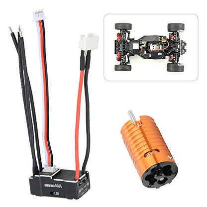 Brushless Motor, 9500KV High Speed Metal 1410 ESC Set, 18A Brushless Crawler Motor for 1/24 1/28 1/32 RC Cars Off-Road Crawling Hobbyists and Spare Part Replacement