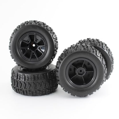 KingVal 4PCS Rubber Wheels Tires 90x43mm Hex 12mm RC Spare Parts Compatible with SCY 16101 16101PRO 16102 16102PRO WLtoys 144010 MJX 14209 14210 RC Car