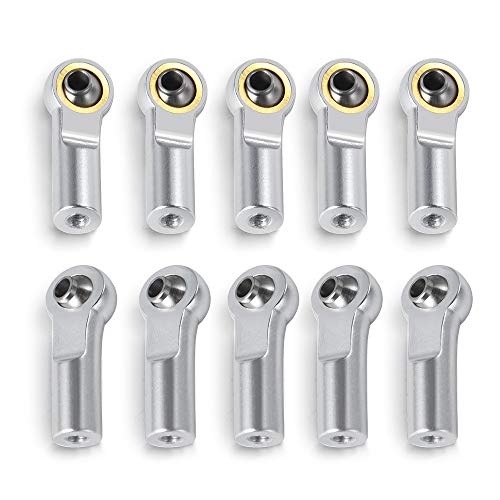 QUE-T 10pcs M3 Link Tie Rod End Metal Ball Joint Head for 1/10 RC Crawler Car Boat (Silver) - color: Silver