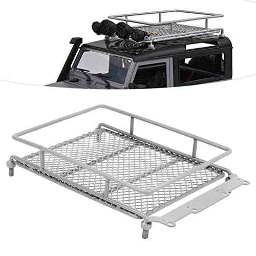 Metal ROOF Rack Luggage Carrier LED Light MN 1/12 RC Crawler Durable Practical RED Black Silver Applicable Remote Control CAR (Silver) - color: Silver
