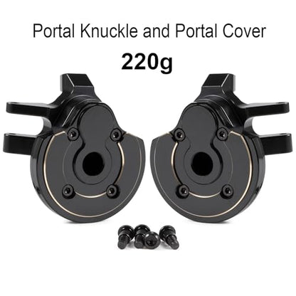 Heavy Brass Weights Portal Cover Steering Knuckles for Capra SCX10 III CP43 | Weight 220g, Black Hard Coating, Fits 1/10 RC Crawler 4WS LCG Comp Builds