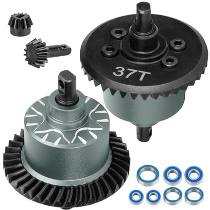 Front Rear 37T Differential Gear Upgrades Part for 1/10 Slash 4X4 (VXL)/Rustler 4X4 (VXL)/Stampede 4X4 (VXL)/Jato 4X4 (VXL) 4WD,XO-1,RC Steel #45 Diff Set Hop Ups,Titanium - color: Titanium - (37t Differential)